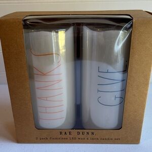 Rae Dunn White and Orange LED Candle Set